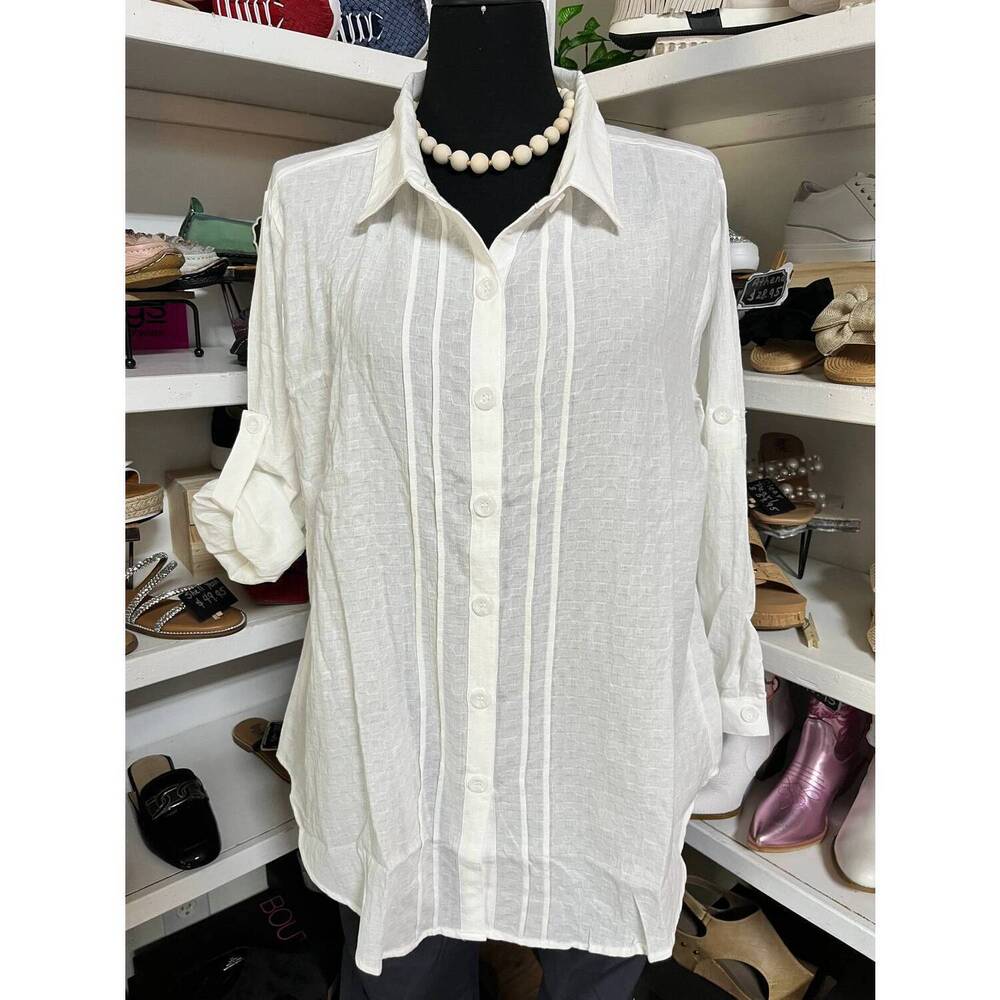 NEW CAMILLE & CO women's sweet notion button up shirt in white